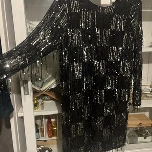 Zara Black Dress with Silver Sequins